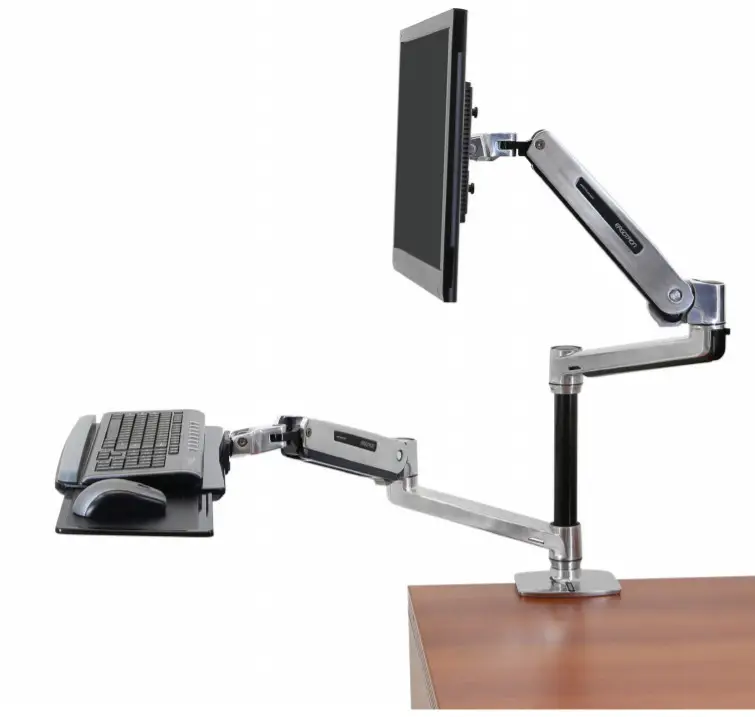 Ergotron WorkFit-LX sit-stand desk mount system review- arm pivoting on desk