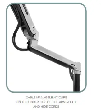 Ergotron WorkFit-LX sit-stand desk mount system review - cable management clips