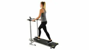 Sunny Health & Fitness SF-T1407M woman walking on treadmill