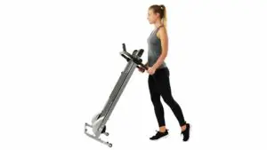 Sunny Health & Fitness SF-T1407M woman moving treadmill