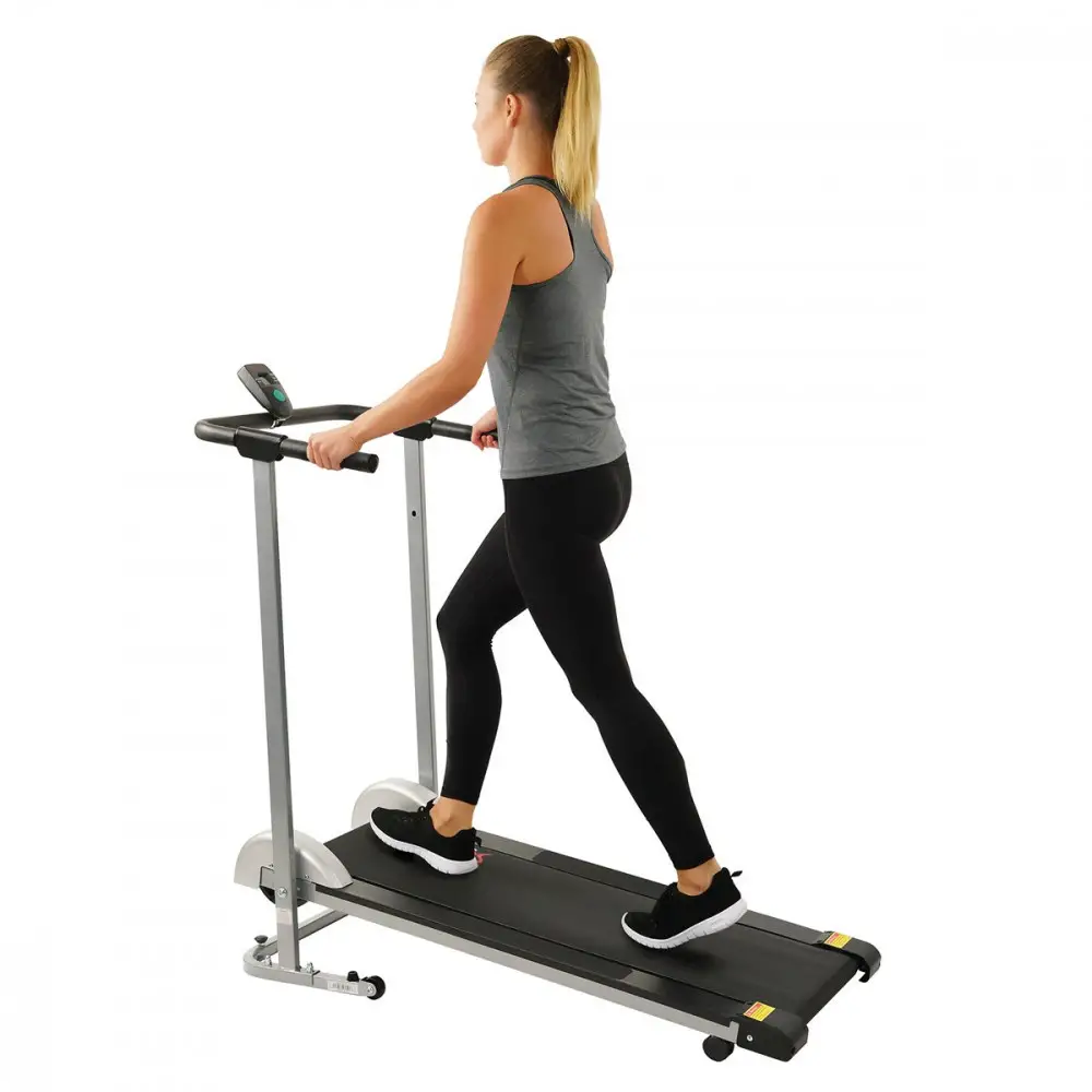 Weight Capacity Treadmill Desks - Sunny Health & Fitness SF-T1407M woman walking on treadmill